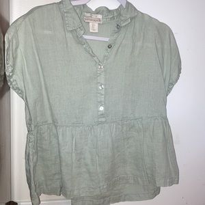 Cynthia Rowley Linen Peplum Blouse